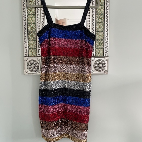 Rainbow Stripe Sequin Mini Dress GAP - Picture 2 of 8